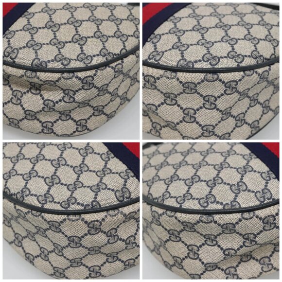 GUCCI GG Supreme Sherry Line Shoulder Bag PVC Navy Red 41 02 008 Auth BD467 - Picture 14 of 16